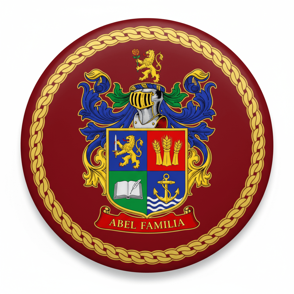 Abel Family Crest Coat of Arms Pinback 3-inch - My Pinbacks