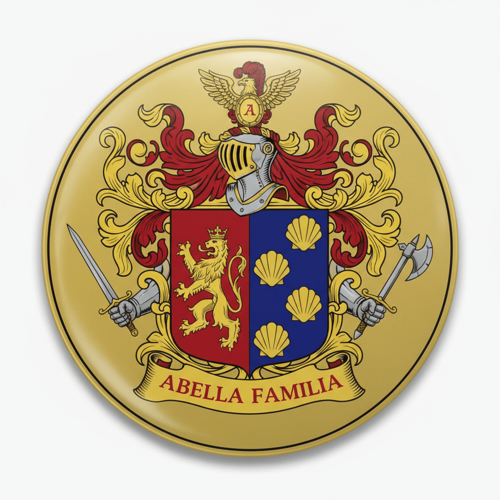 Abella Family Crest Coat of Arms Pinback 3-inch - My Pinbacks