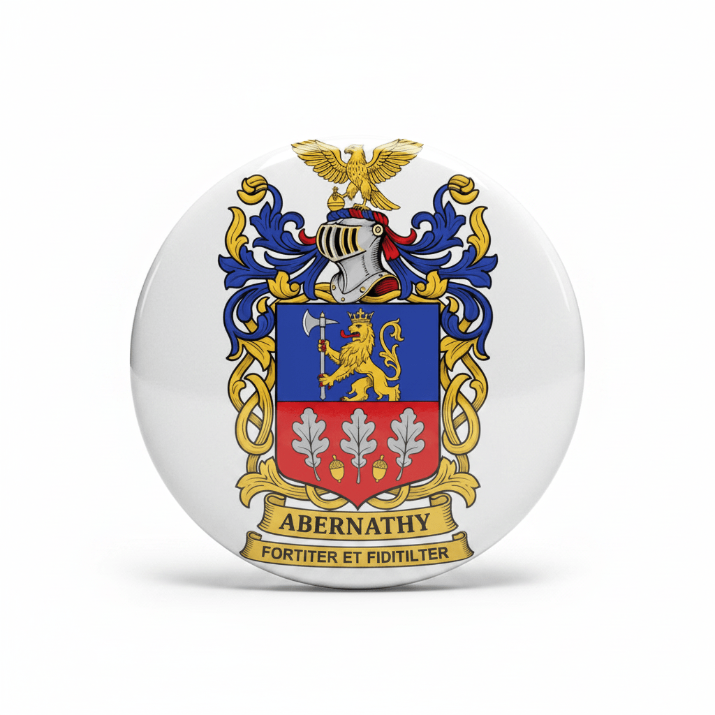 Abernathy Family Crest Coat of Arms Pinback 3-inch - My Pinbacks