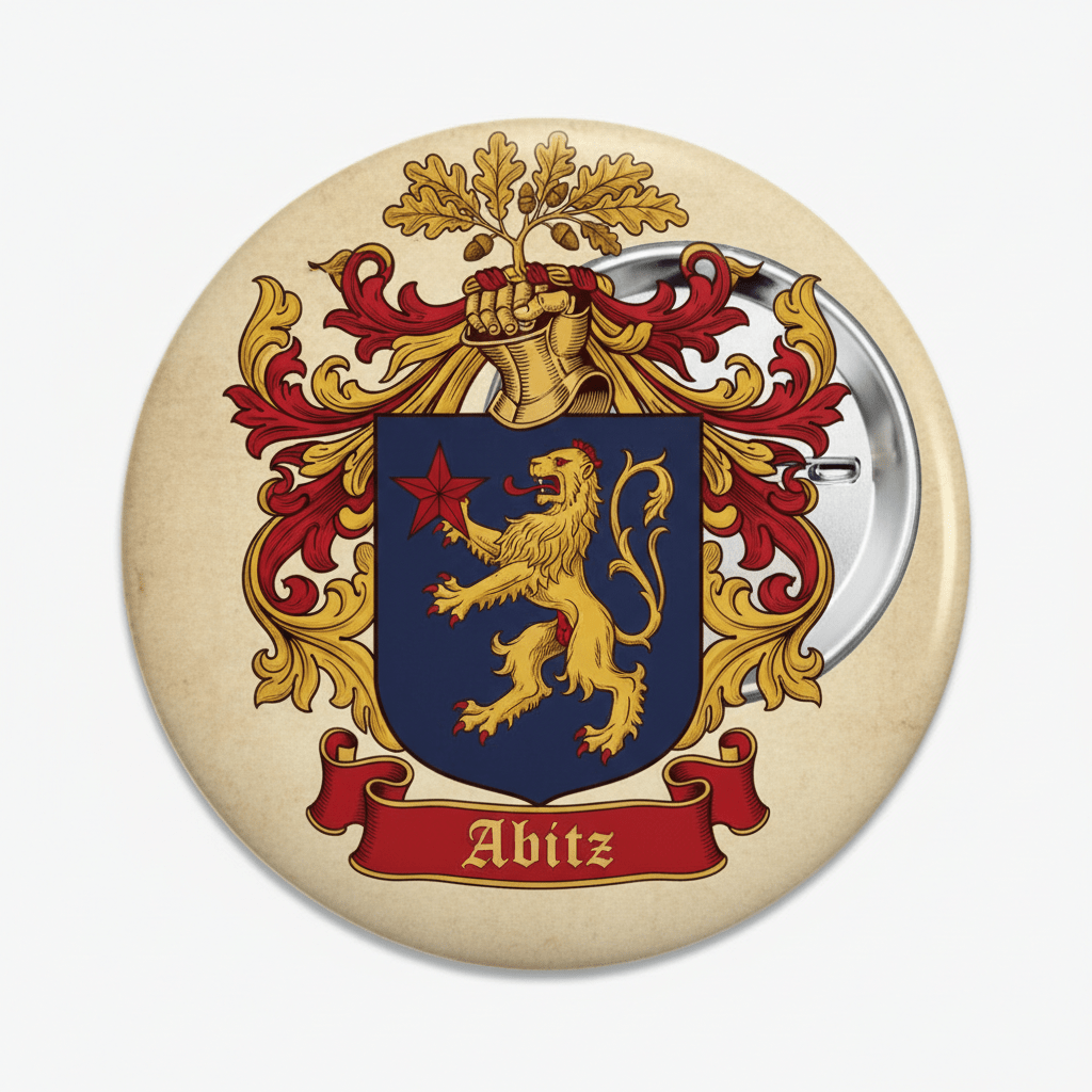 Abitz Family Crest Coat of Arms Pinback 3-inch - My Pinbacks