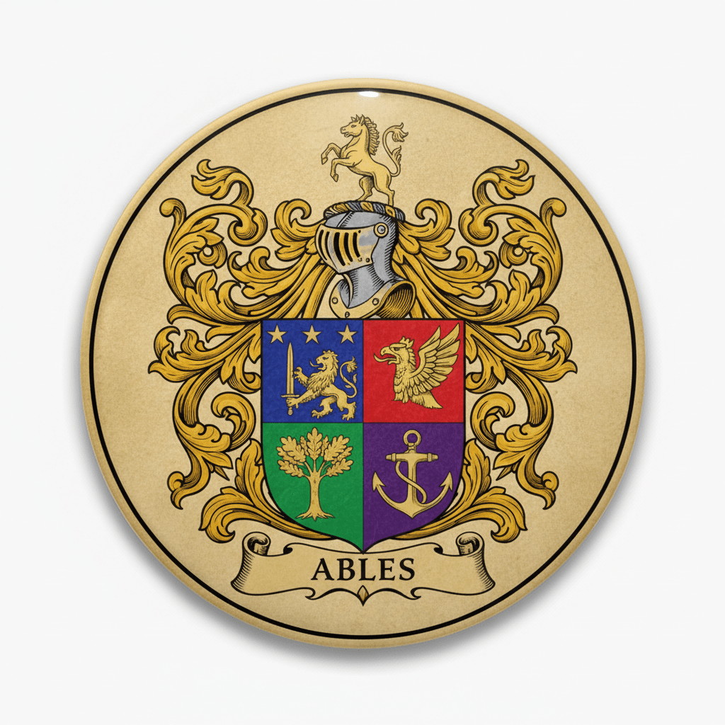 Ables Family Crest Coat of Arms Pinback 3-inch - My Pinbacks
