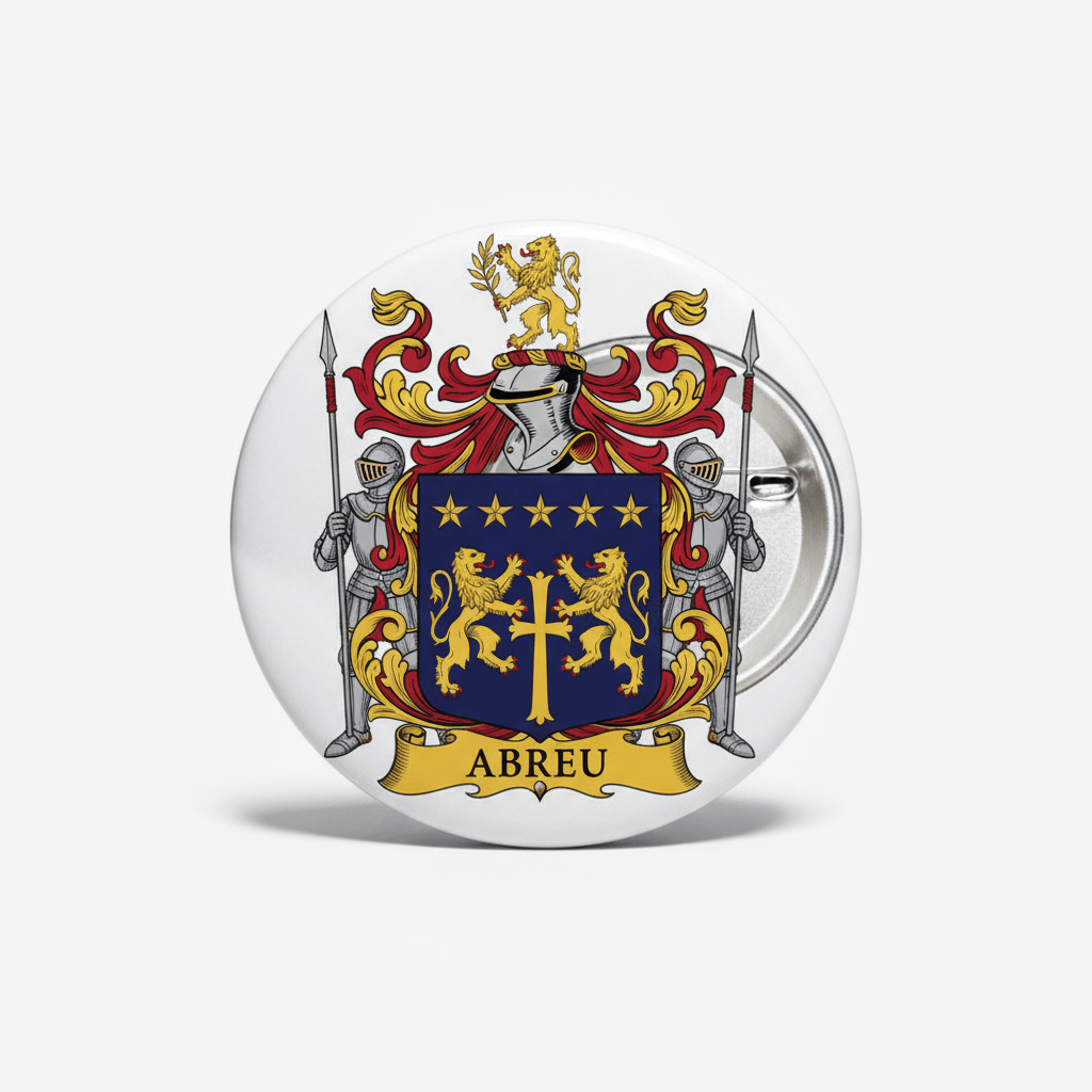 Abreu Family Crest Coat of Arms Pinback 3-inch - My Pinbacks