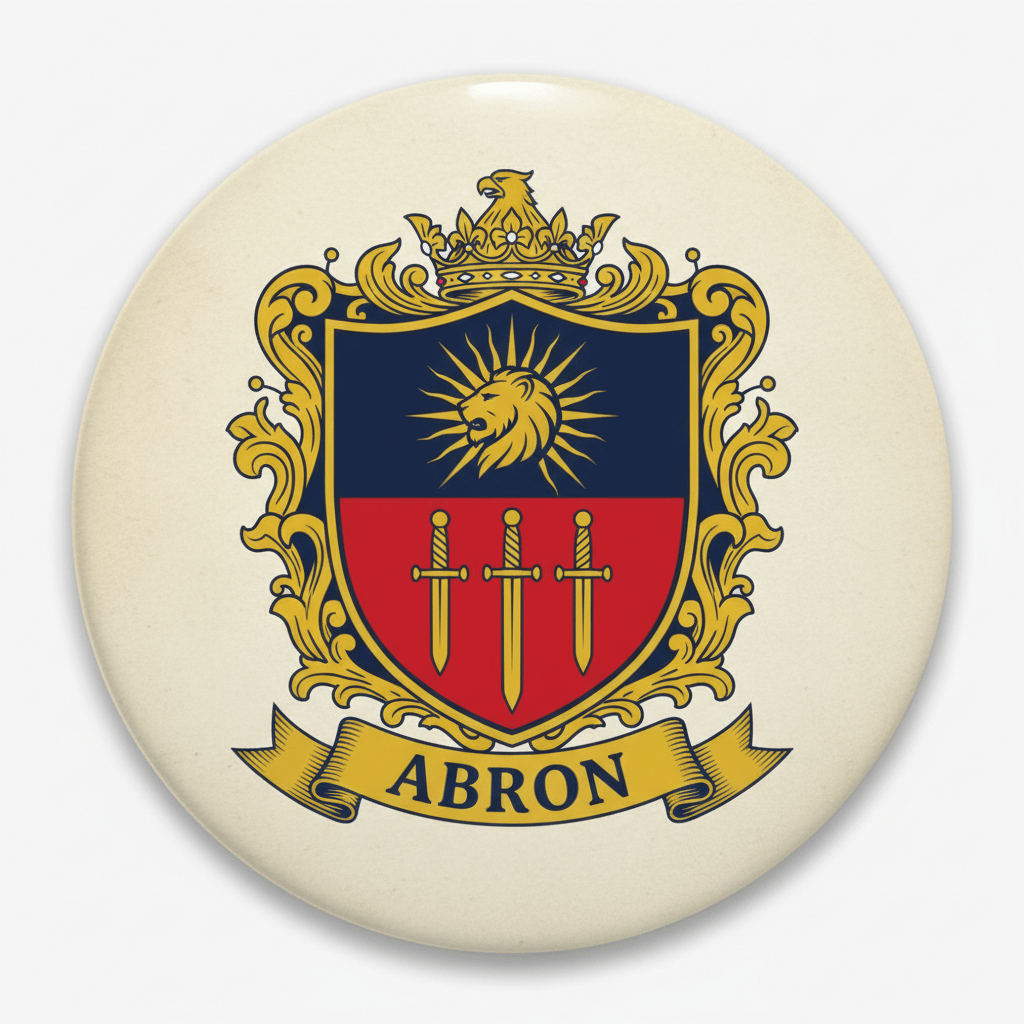 Abron Family Crest Coat of Arms Pinback 3-inch - My Pinbacks