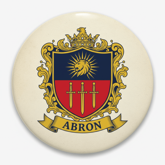 Abron Family Crest Coat of Arms Pinback 3-inch - My Pinbacks