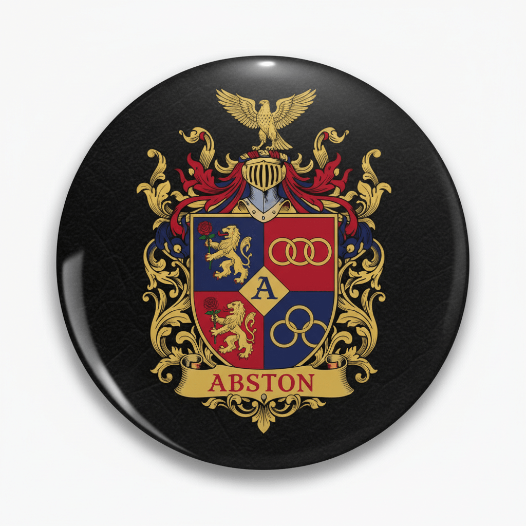 Abston Family Crest Coat of Arms Pinback 3-inch - My Pinbacks
