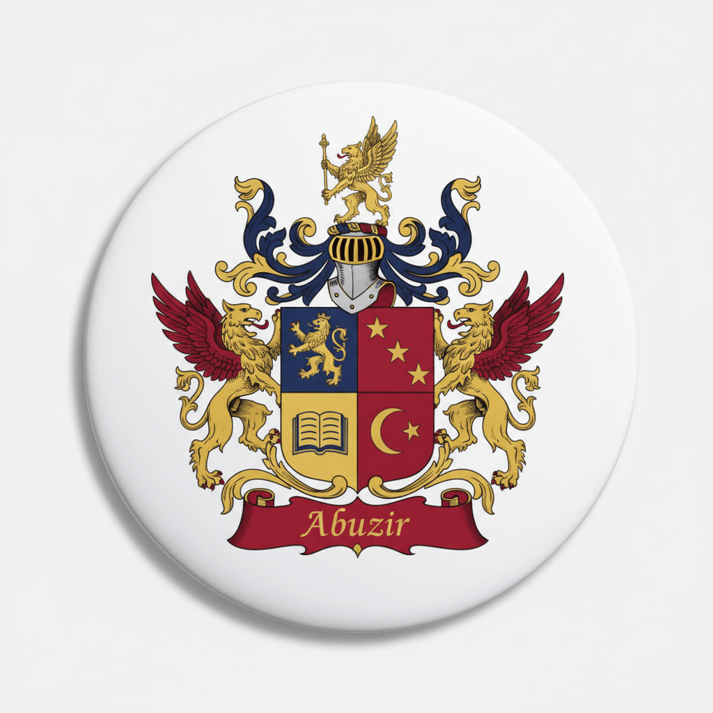 Abuzir Family Crest Coat of Arms Pinback 3-inch - My Pinbacks