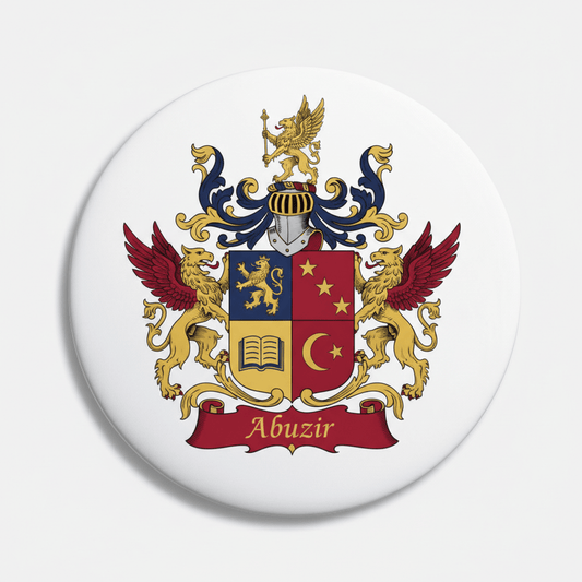 Abuzir Family Crest Coat of Arms Pinback 3-inch - My Pinbacks