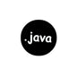 Java pinback badge, 2.25-inch round black button with white 'java' lettering