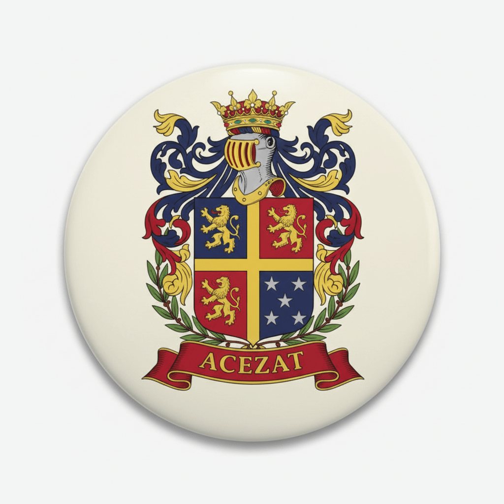Acezat Family Crest Coat of Arms Pinback 3-inch - My Pinbacks