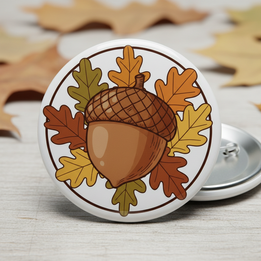 Acorn Woodland Pinback 2.25-inch