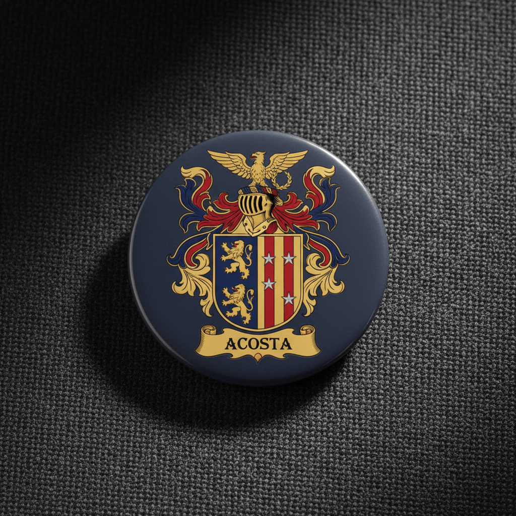 Acosta Family Crest Coat of Arms Pinback 3-inch - My Pinbacks
