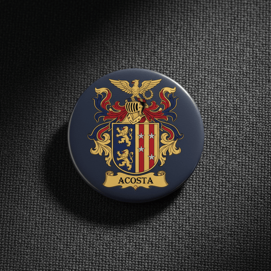 Acosta Family Crest Coat of Arms Pinback 3-inch - My Pinbacks