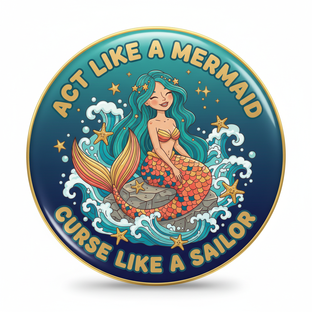 Act like a Mermaid Curse like a Sailor Pinback 2.25-inch