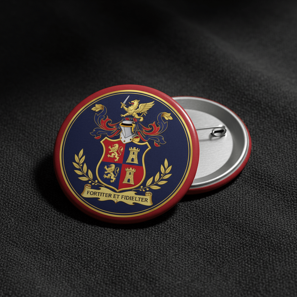 Acuna Family Crest Coat of Arms Pinback 3-inch - My Pinbacks