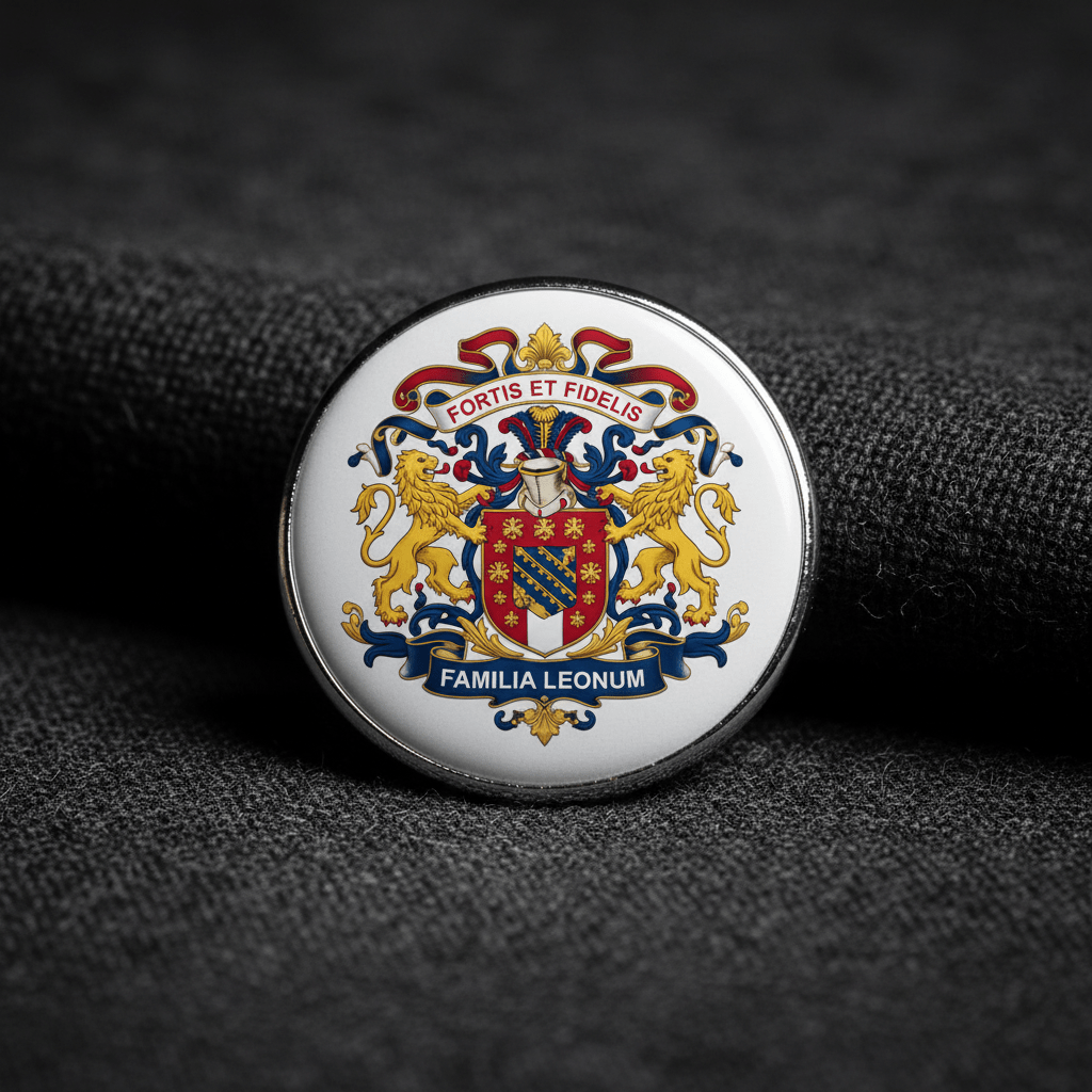 Ad Family Crest Coat of Arms Pinback 3-inch - My Pinbacks