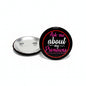 Black and red pronouns pinback button with text "Ask me about my Pronouns"