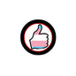 Transgender pride thumbs-up pinback button with circular black border