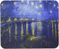 Blue art print mousepad with yellow reflections on river, rounded corners