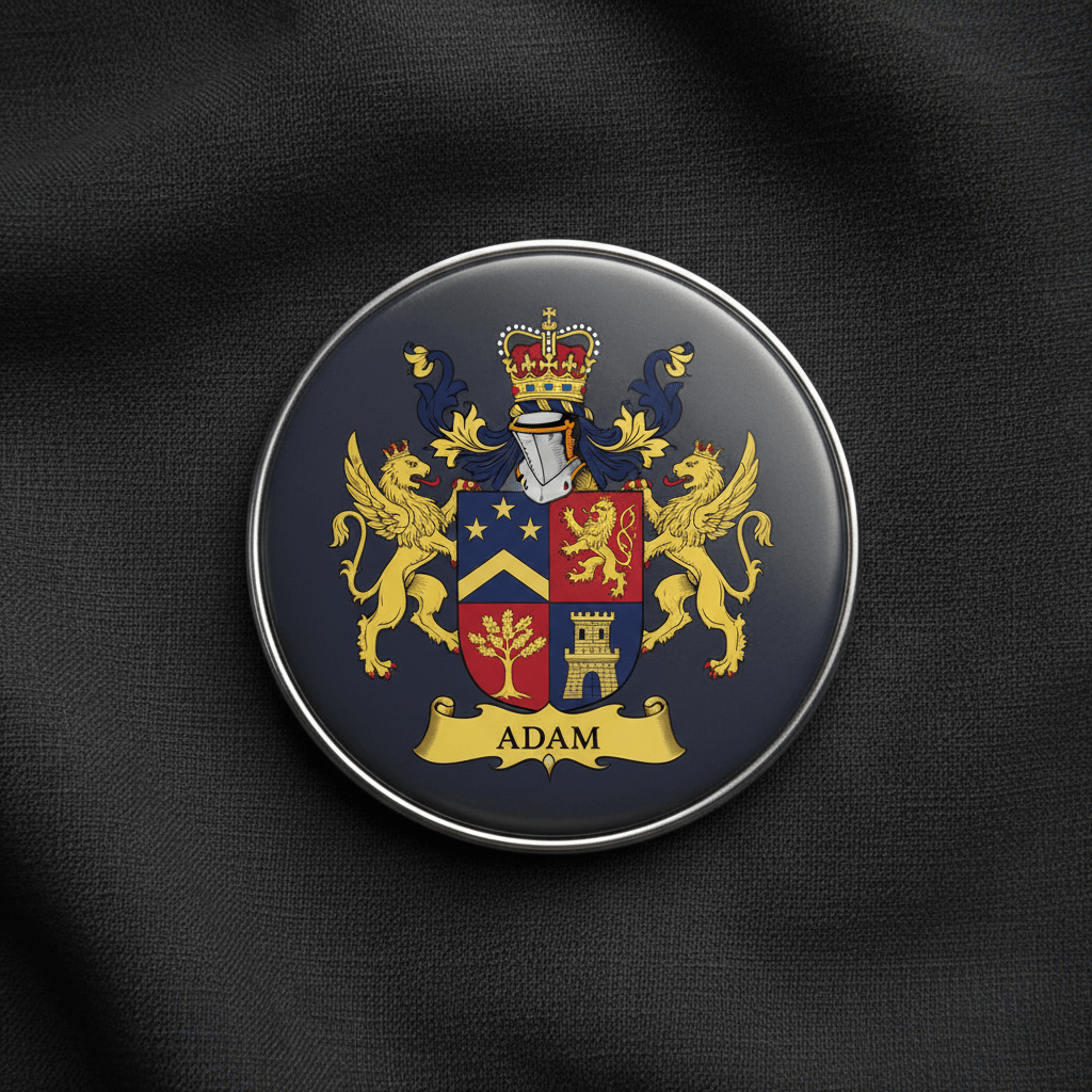 Adam Family Crest Coat of Arms Pinback 3-inch - My Pinbacks