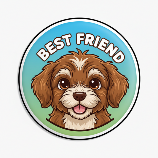 Adorable Brown Puppy Pinback 2.25-inch