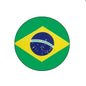 Brazil flag retractable reel with circular green-yellow design and blue globe emblem