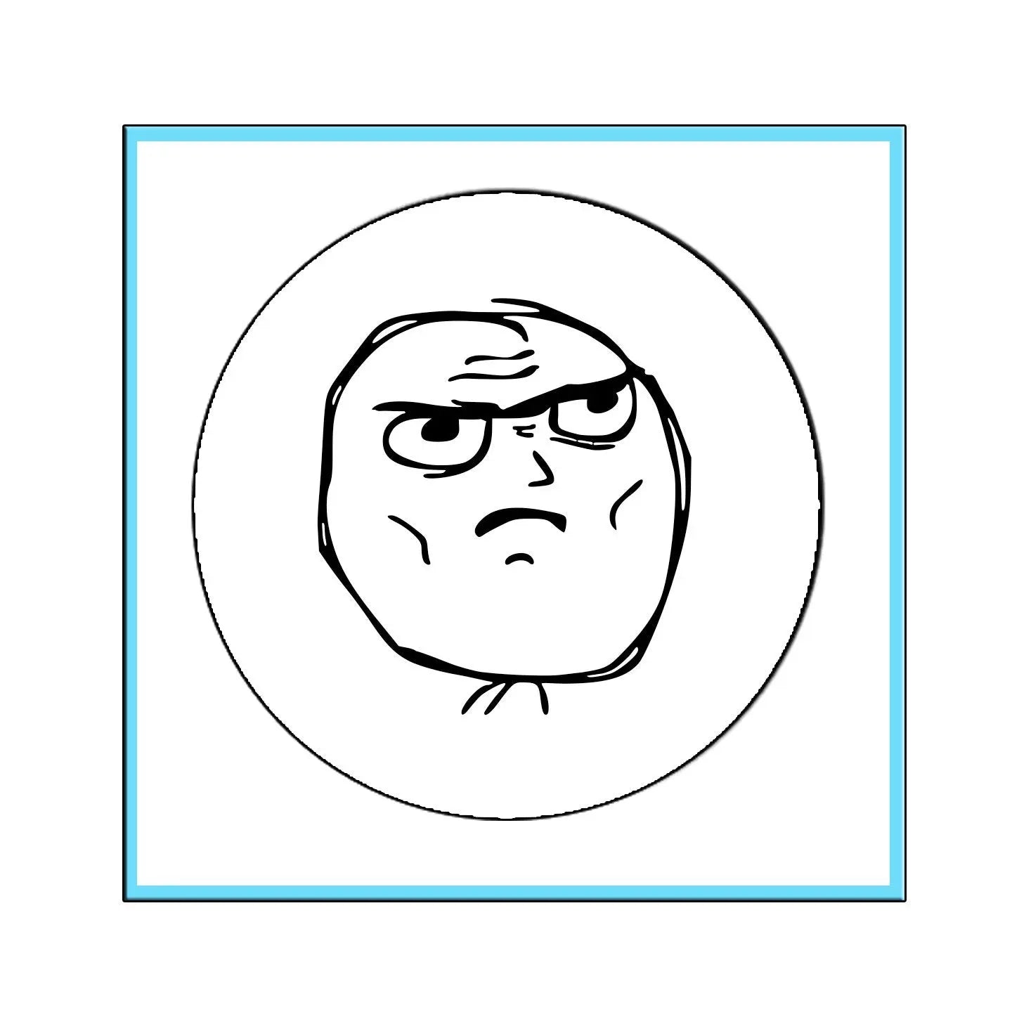 1.25-inch pinback button with black angry face line art on white