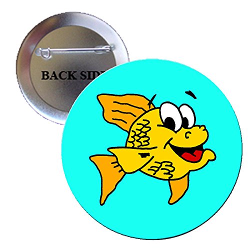 Adorable Fish Pinback Button Brooch 1.25"