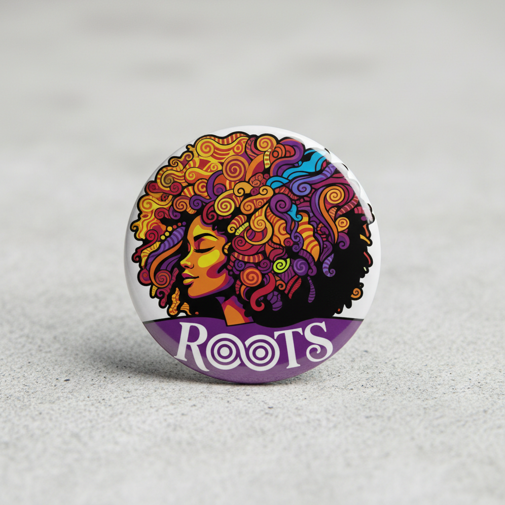 Afro Crazy Pinback 2.25-inch