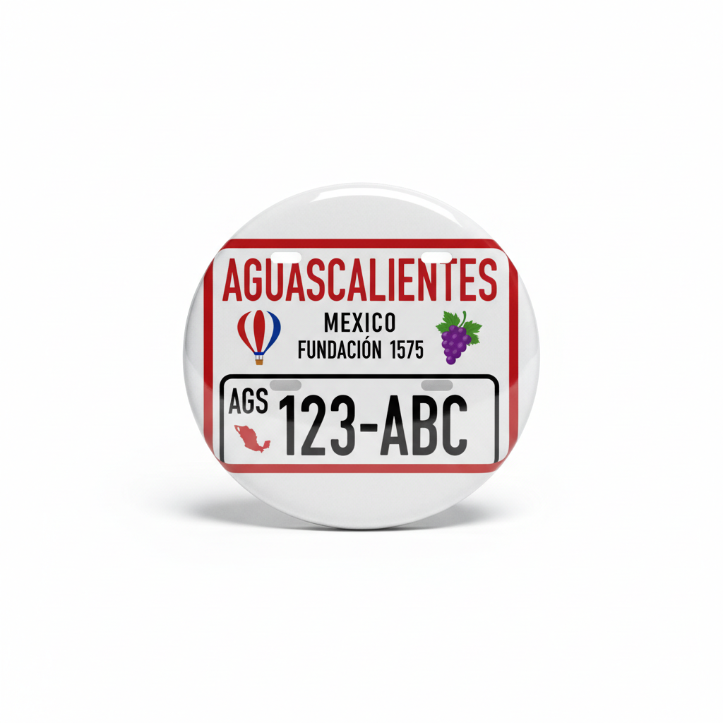 Aguascalientes License Plate Pinback 2.25-inch