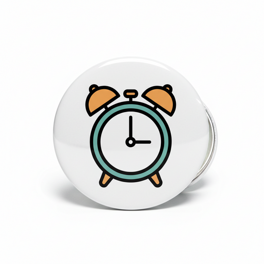 Alarm Clock Button Pinback 2.25-inch