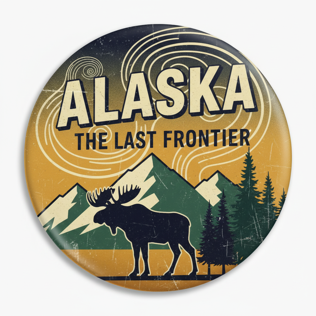 Alaska Nifty State Vintage Pinback 2.25-inch