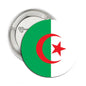 Algeria-themed pinback button with green field, red crescent, and white five-point star