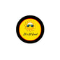 Round pinback button with black rim, yellow sun graphic, 'It's All Good' text