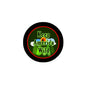 Round pinback button with black rim, red outline, and Keep America Wild nature text