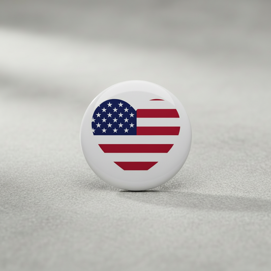 American Flag Heart Pinback 2.25-inch