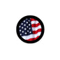 American flag badge pin with circular black border and red-white stripes