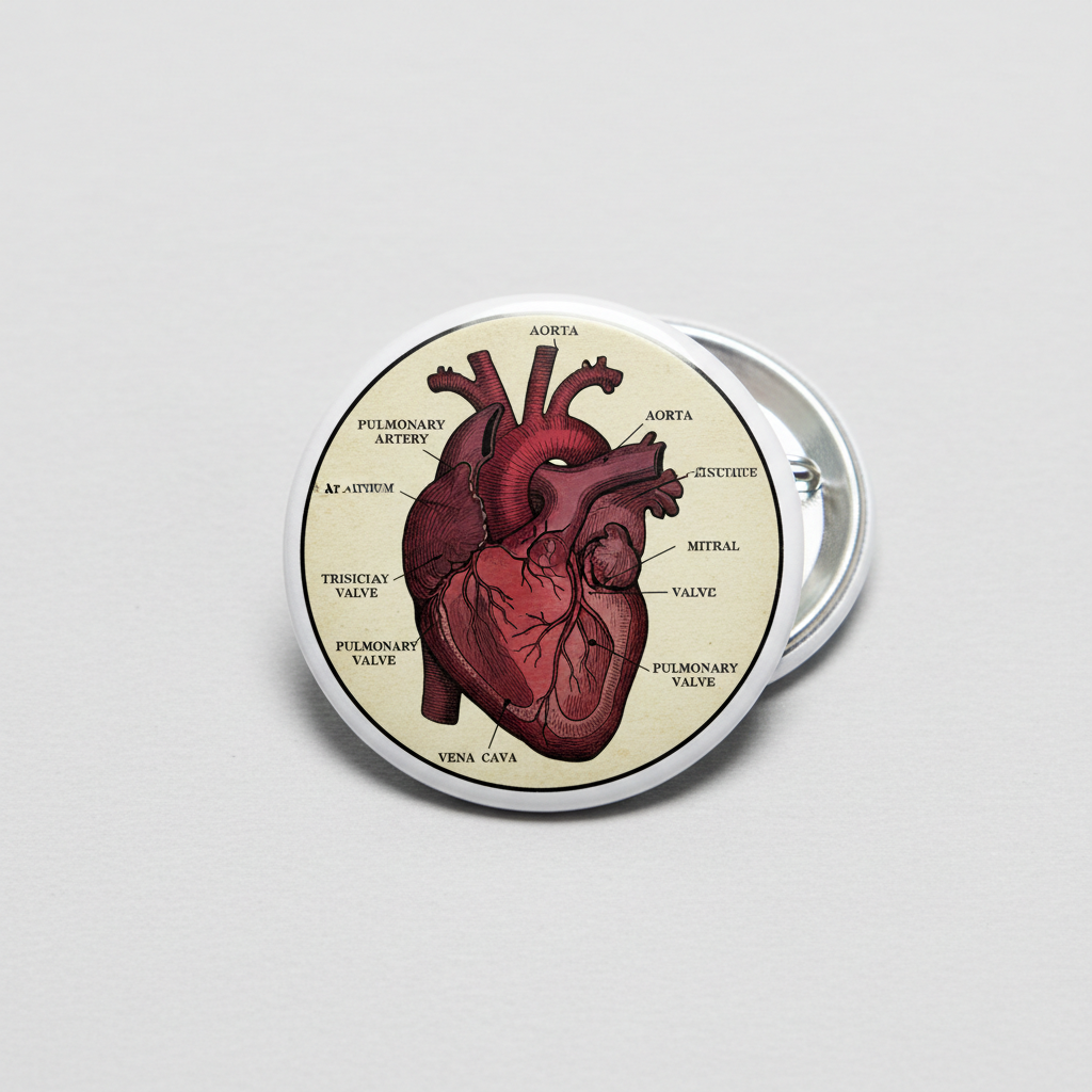 Anatomical Human Heart Diagram pin Pinback 2.25-inch