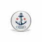 2.25-inch round anchor sailor pinback button, blue anchor with red stars