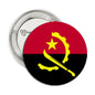 2.25-inch Angola country flag pinback button with red, black, gold emblem and yellow star