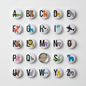 Alphabet animal pinback buttons set, round 2.25-inch badges with letters A–Y