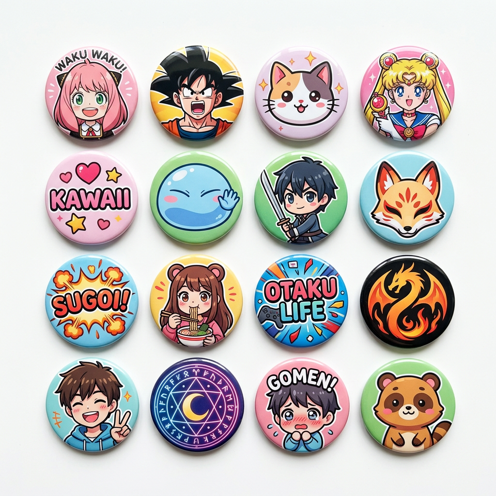 Anime Assorted Pin Button 1.25-inch 32 Pcs