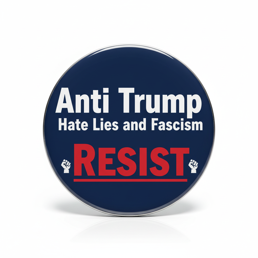 Anti Trump Hate Lies and Fascism Resist Anti Trump Pinback 2.25-inch