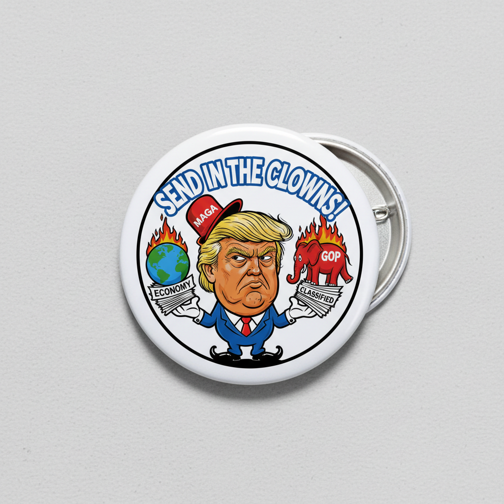 Anti-Trump Political Cartoon Opinion Pinback 2.25-inch