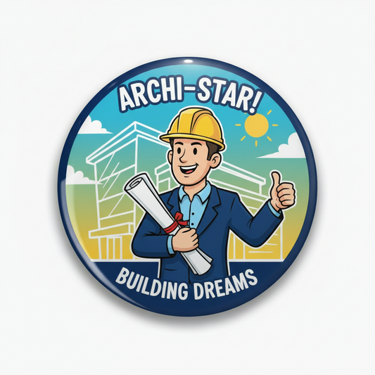 Architect Cartoon Pinback 2.25-inch