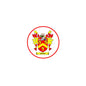 3-inch circular coat of arms magnet with red border and shield crest design