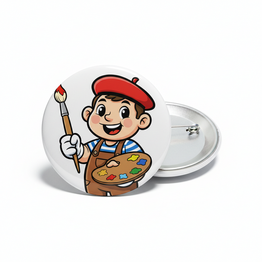Artist Cartoon Pinback 2.25-inch