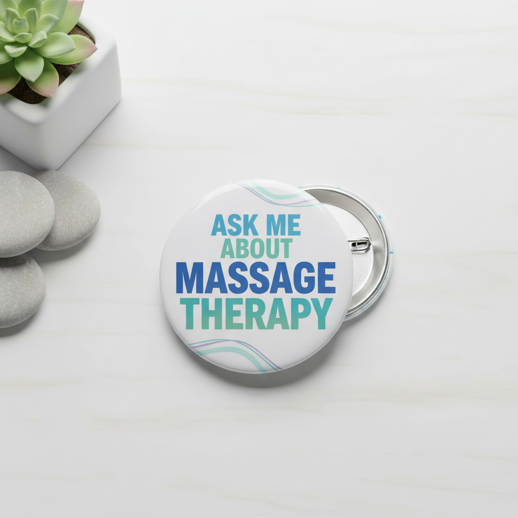 Ask Me About Massage Therapy Pinback 2.25-inch