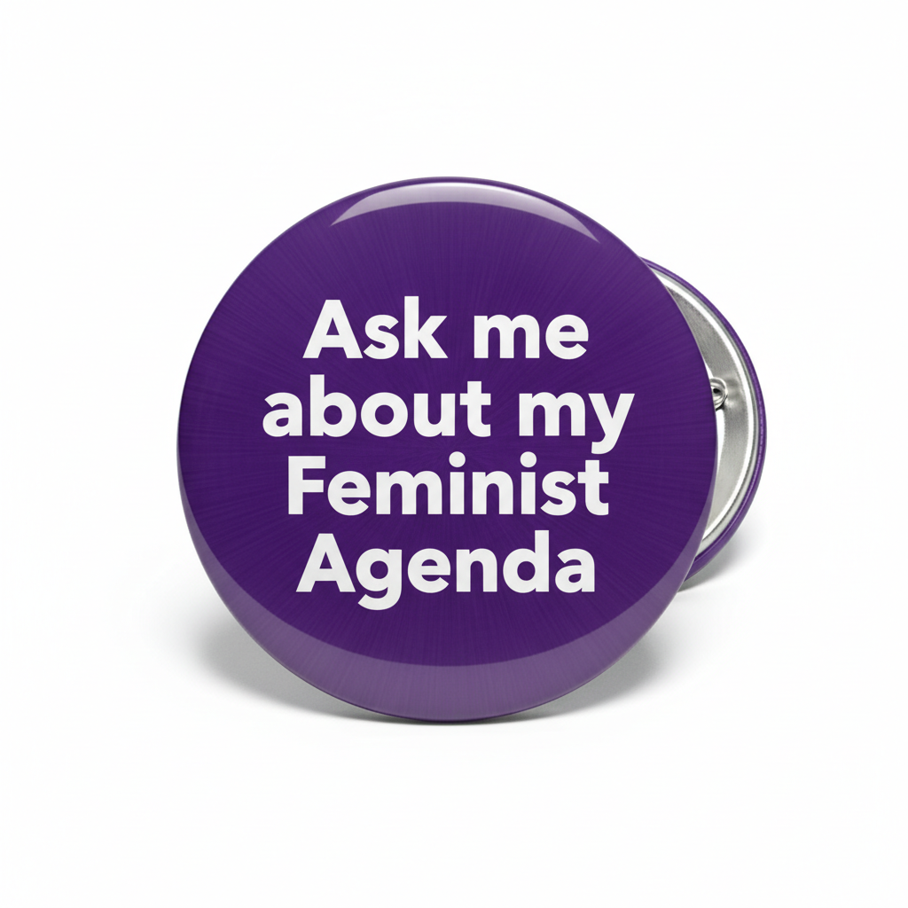 Ask me about my Feminist Agenda Pinback 2.25-inch