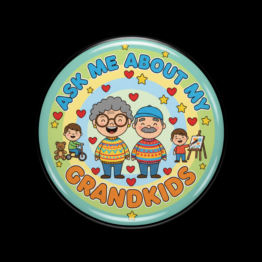 Ask Me About My Grandkids Pinback 2.25-inch