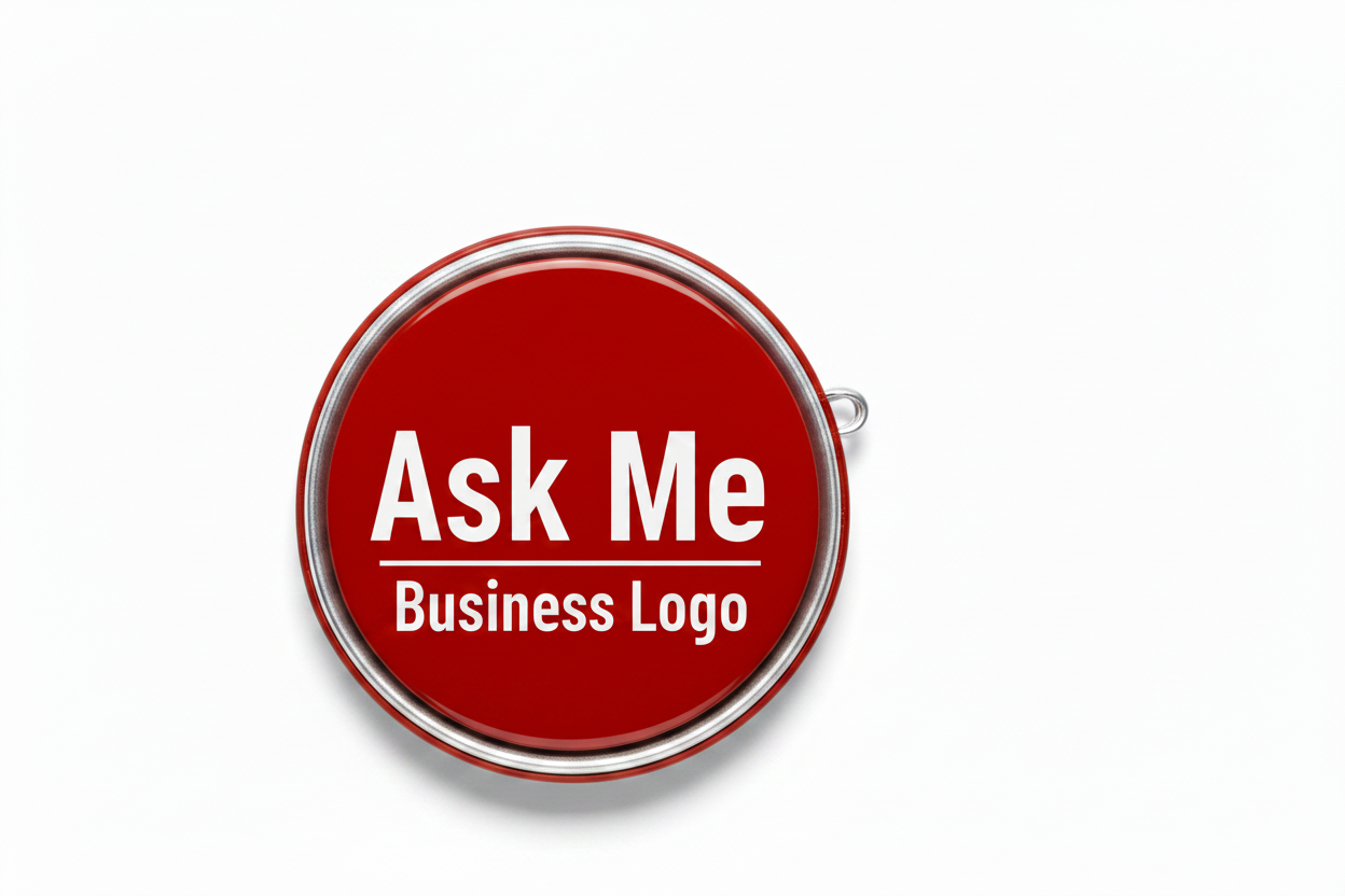 Ask Me Red Business Pinback 2.25-inch